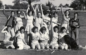 In my old life I was very active:  long distance running, body surfing, dancing, tennis and pool! (Here I am in the hockey team, far left, bottom row, bad perm).