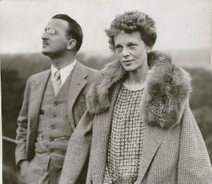Amelia Earhart  and her navigator Fred Noonan are captured on film before launching their doomed mission.